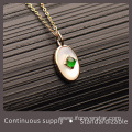 18K Gold White Shell Imperial Green Jadeite Pendant